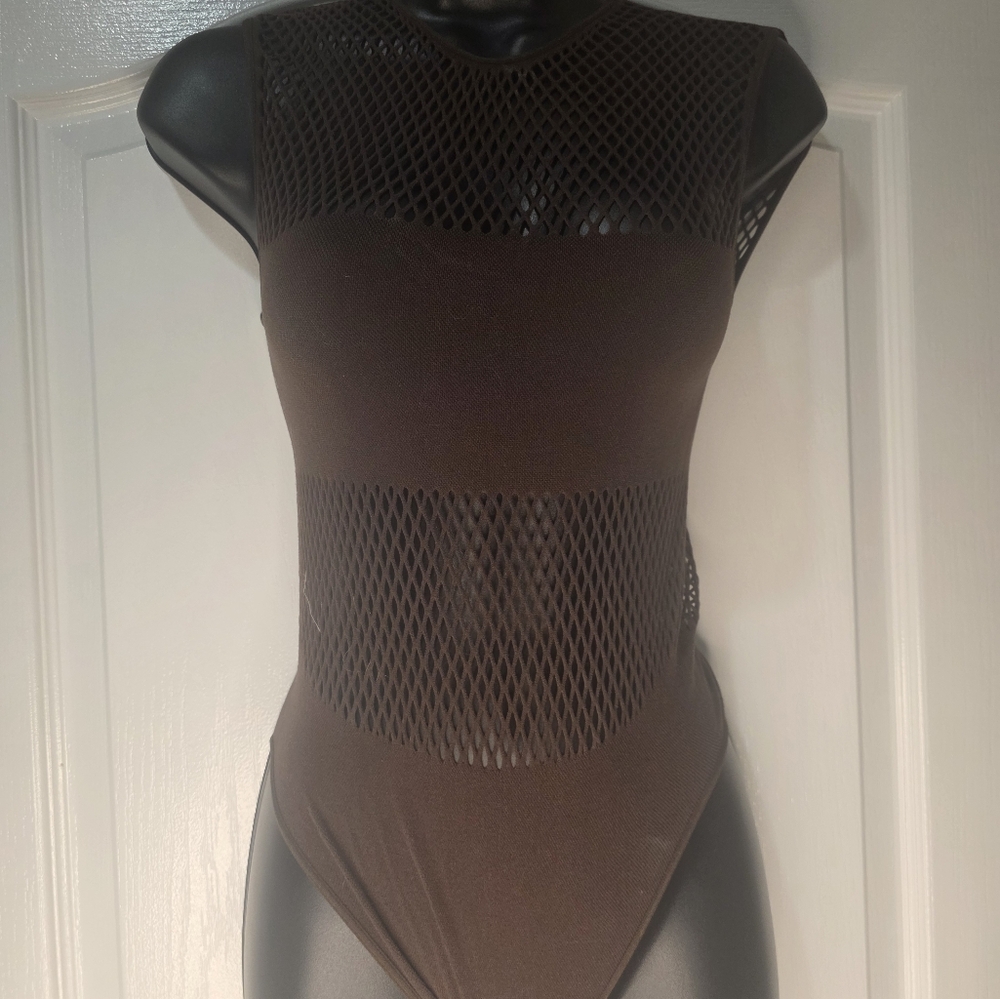 Zara Brown Mesh Bodysuit